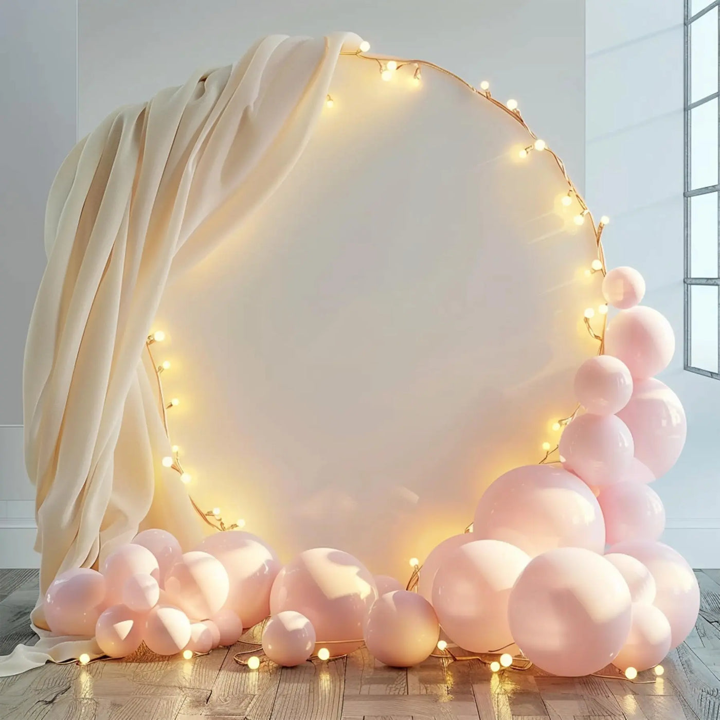 7.2FT Navy Blue Round Backdrop Cover for 5 to 7.2ft Circle Arch Stand - Haefoo Back to School Decoration Circle Backdrop Cover for Birthday, Wedding, Baby Shower Photography Background Party Decor Backdrop Bliss