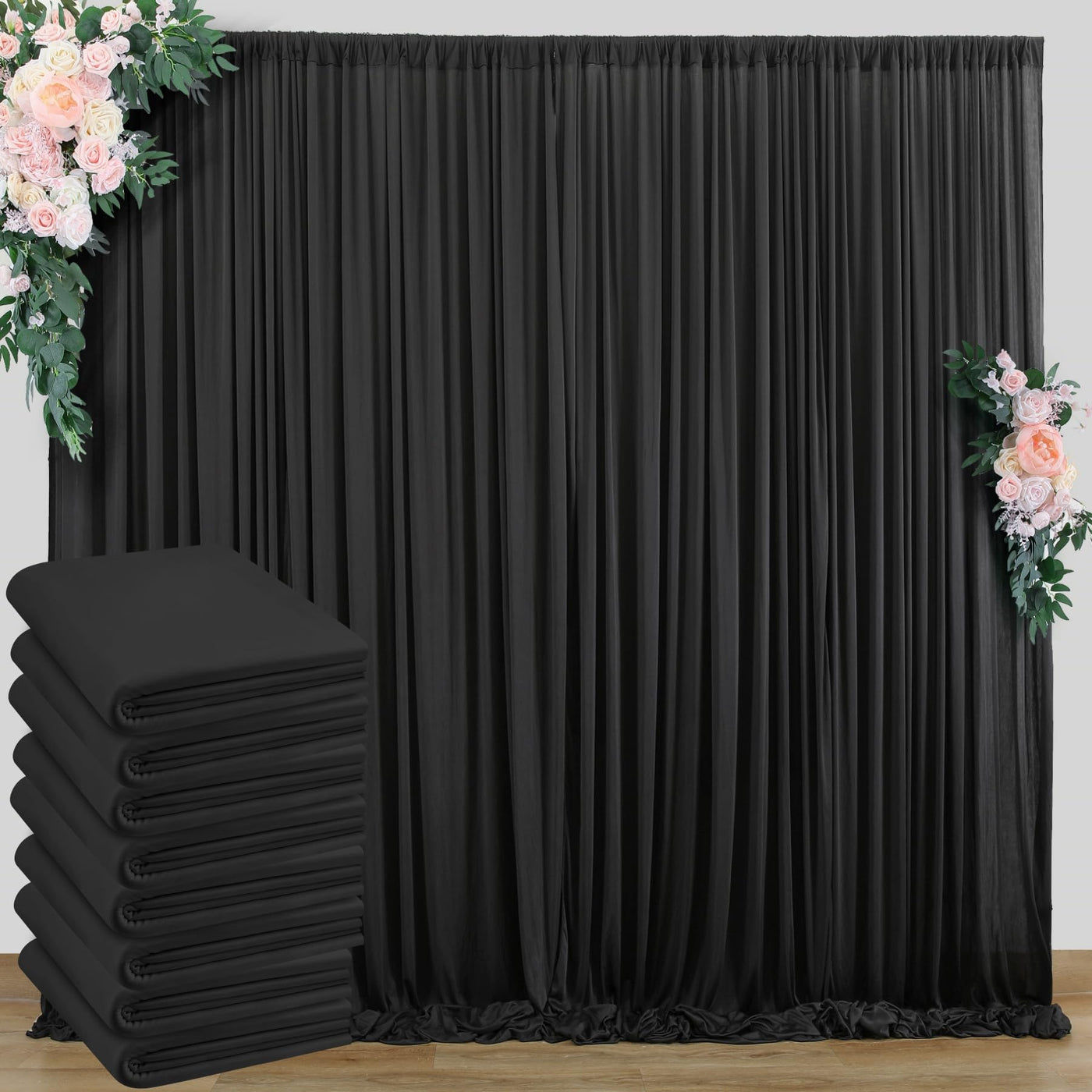 50 ft x 10 ft Wrinkle Free White Backdrop Curtain for Wedding Parties, Polyester Photo Backdrop Drapes for Baby Shower Birthday Party Backdrop Stand, Bulk Thick Background Curtains, 5x10FT 10 Panels - Backdrop Bliss50 ft x 10 ft Wrinkle Free White Backdrop Curtain for Wedding Parties, Polyester Photo Backdrop Drapes for Baby Shower Birthday Party Backdrop Stand, Bulk Thick Background Curtains, 5x10FT 10 Panels