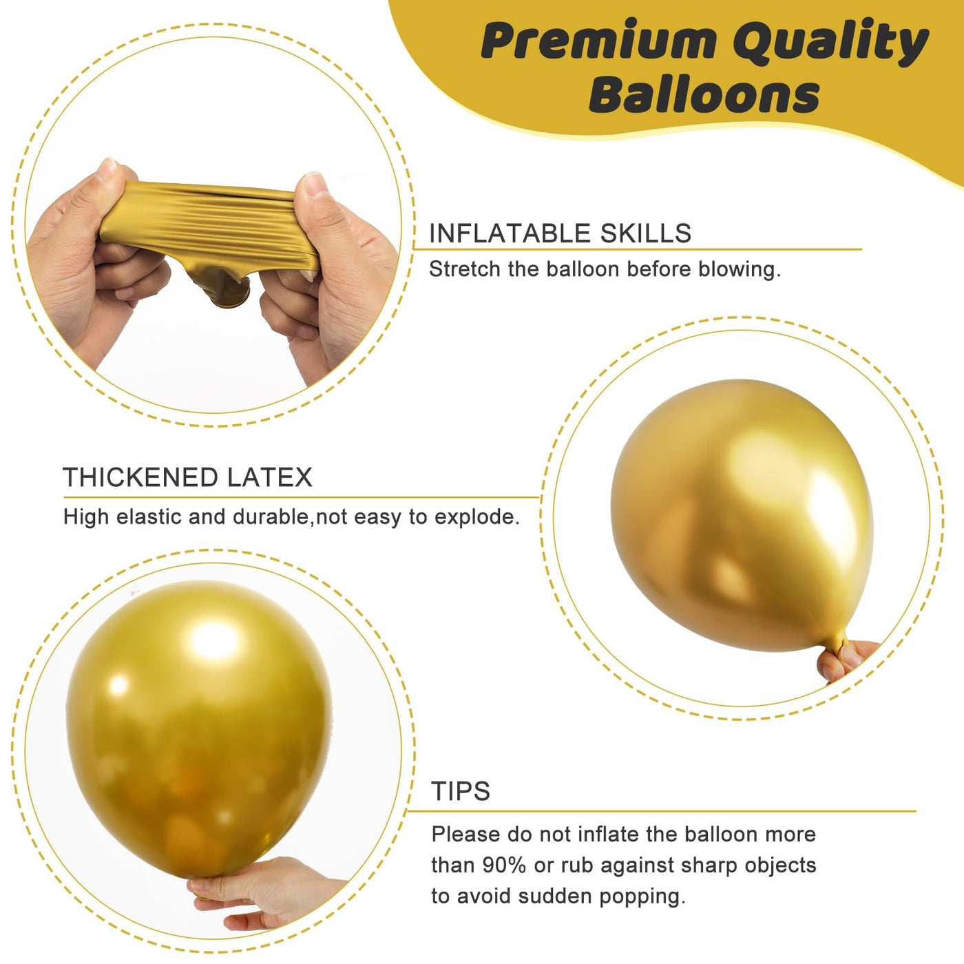 RUBFAC 135pcs Gold Balloons Different Sizes 18 12 10 5 Inch for Garland Arch, Latex Metallic Balloon for Birthday Graduation Party Wedding Decorations Backdrop Bliss