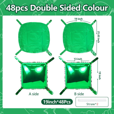 NISOCY 48PCS Green Square Foil Balloons Wall Backdrop Double Sided Green Balloons Tunnel Arch Kit for Baby Shower Birthday Anniversary Summer Party Decoration Backdrop Bliss