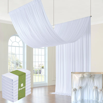 40FTx12FT White Wrinkle - Free Wedding Backdrop Curtain - Silky Washable White Polyester Drapes for Baby Showers, Birthday Parties, Photography, and Wedding Receptions - 8 Panels 5FTx12FT - Backdrop Bliss40FTx12FT White Wrinkle - Free Wedding Backdrop Curtain - Silky Washable White Polyester Drapes for Baby Showers, Birthday Parties, Photography, and Wedding Receptions - 8 Panels 5FTx12FT