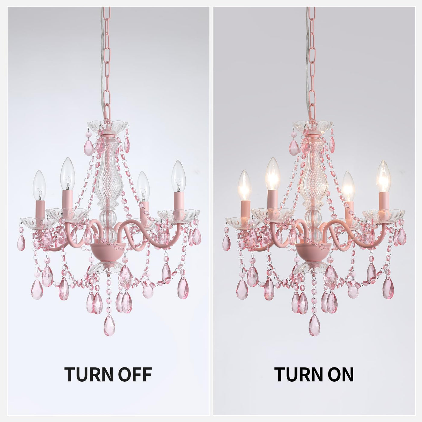 Plug in Crystal Ceramic White Chandelier, Glass Chandeliers,White crystal Hanging Pendant Light with Clear Cord and On/Off, 4 Light Crystal Chandelier for wedding, Kitchen, Dining,Foyer, Mini room Backdrop Bliss