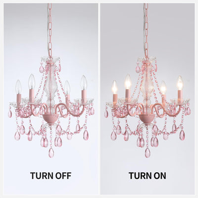 Plug in Crystal Ceramic White Chandelier, Glass Chandeliers,White crystal Hanging Pendant Light with Clear Cord and On/Off, 4 Light Crystal Chandelier for wedding, Kitchen, Dining,Foyer, Mini room Backdrop Bliss