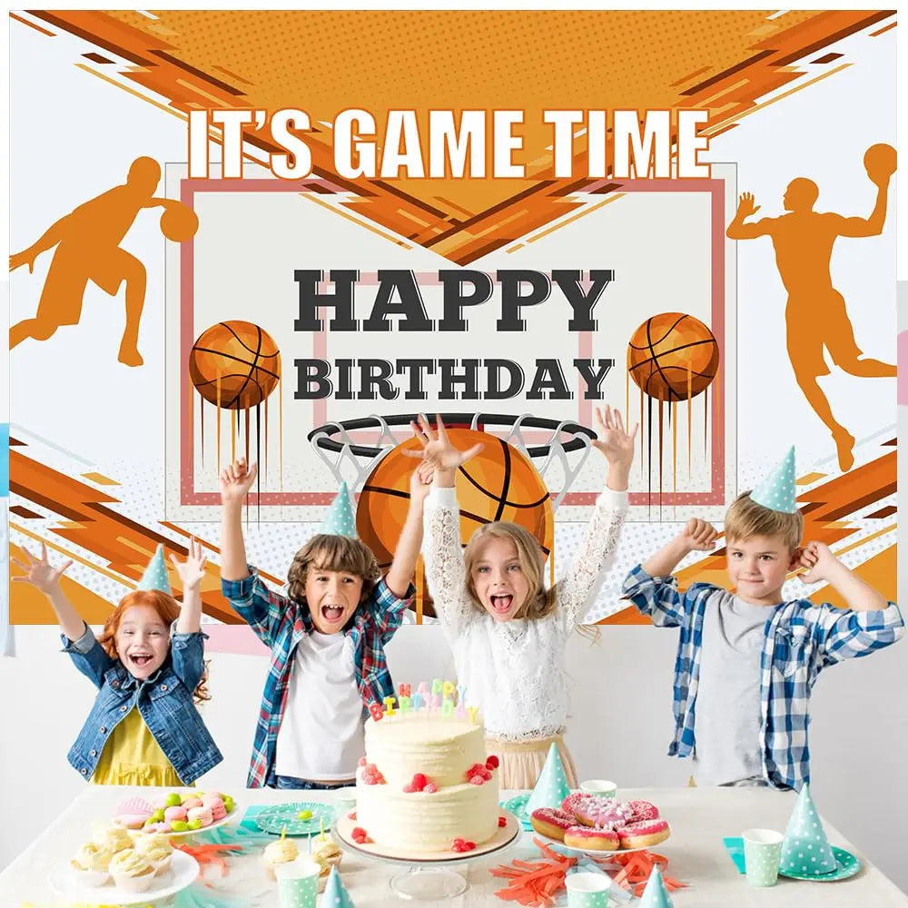Football Happy Birthday Backdrop Banner Game Time Photography Background Fire Football Basketball Soccer Birthday Banner Decoration 7x5Ft Backdrop Bliss