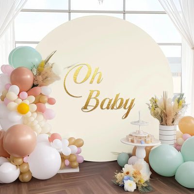 7.2FT Navy Blue Round Backdrop Cover for 5 to 7.2ft Circle Arch Stand - Haefoo Back to School Decoration Circle Backdrop Cover for Birthday, Wedding, Baby Shower Photography Background Party Decor Backdrop Bliss