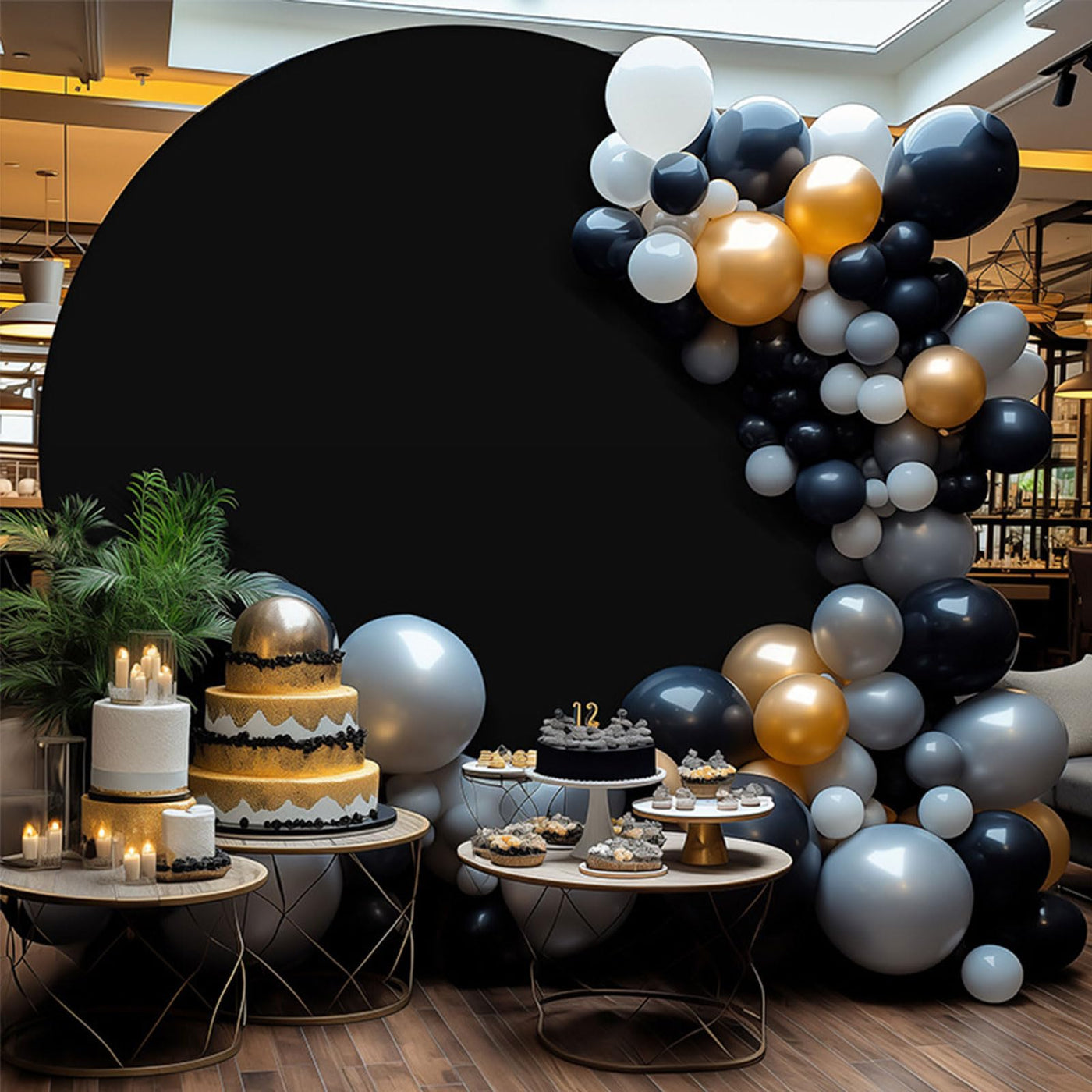 7.5FT Royal Blue Round Wedding Backdrop Cover,Circle Balloon Arch Backgound Stand Cover for Birthday Party Baby Shower Halloween Decoration (Royal Blue) - Backdrop Bliss7.5FT Royal Blue Round Wedding Backdrop Cover,Circle Balloon Arch Backgound Stand Cover for Birthday Party Baby Shower Halloween Decoration (Royal Blue)