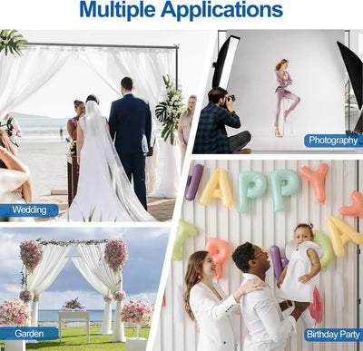 Backdrop Stand, 6.5ft Height 9ft Width Adjustable Photography Background Support Poles with Heavy Duty Flat Base, Photo Metal Steel Pipe and Drape Frame Kit for Parties Birthday Wedding - Backdrop BlissBackdrop Stand, 6.5ft Height 9ft Width Adjustable Photography Background Support Poles with Heavy Duty Flat Base, Photo Metal Steel Pipe and Drape Frame Kit for Parties Birthday Wedding