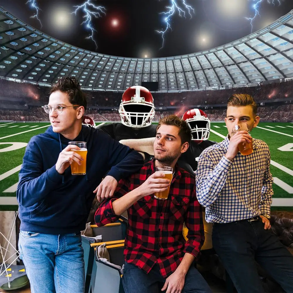 Football Happy Birthday Backdrop Banner Game Time Photography Background Fire Football Basketball Soccer Birthday Banner Decoration 7x5Ft Backdrop Bliss