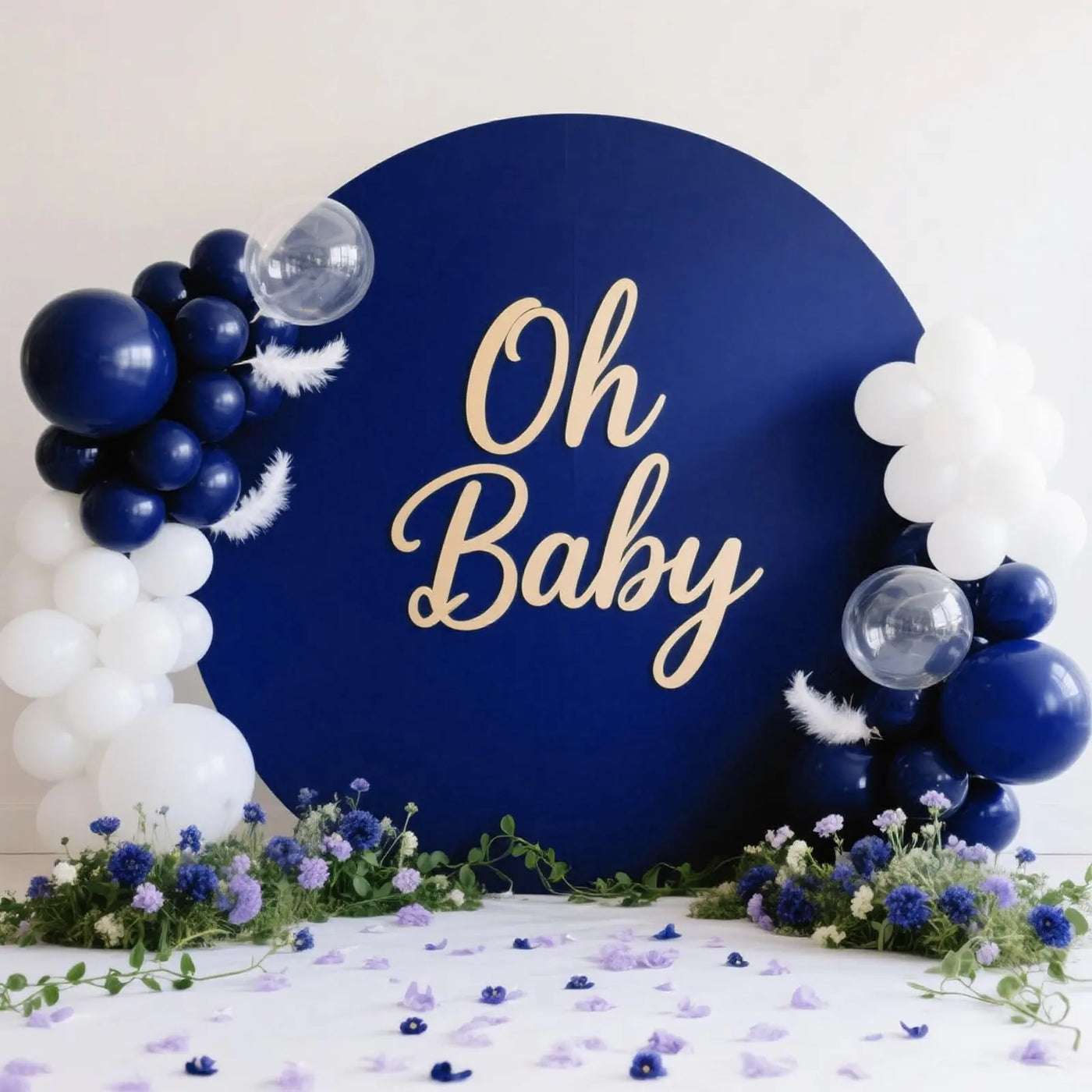 7.2FT Navy Blue Round Backdrop Cover for 5 to 7.2ft Circle Arch Stand - Haefoo Back to School Decoration Circle Backdrop Cover for Birthday, Wedding, Baby Shower Photography Background Party Decor Backdrop Bliss