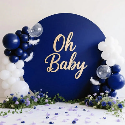 7.2FT Navy Blue Round Backdrop Cover for 5 to 7.2ft Circle Arch Stand - Haefoo Back to School Decoration Circle Backdrop Cover for Birthday, Wedding, Baby Shower Photography Background Party Decor Backdrop Bliss