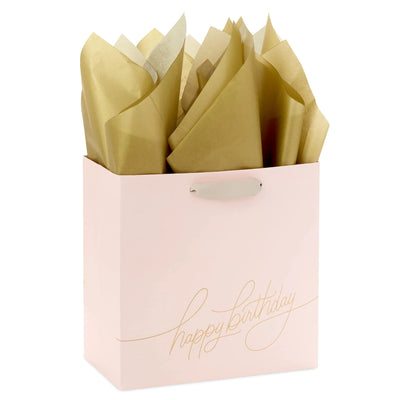Hallmark Signature 7" Medium Birthday Gift Bag with Tissue Paper (Pink Flowers) Backdrop Bliss