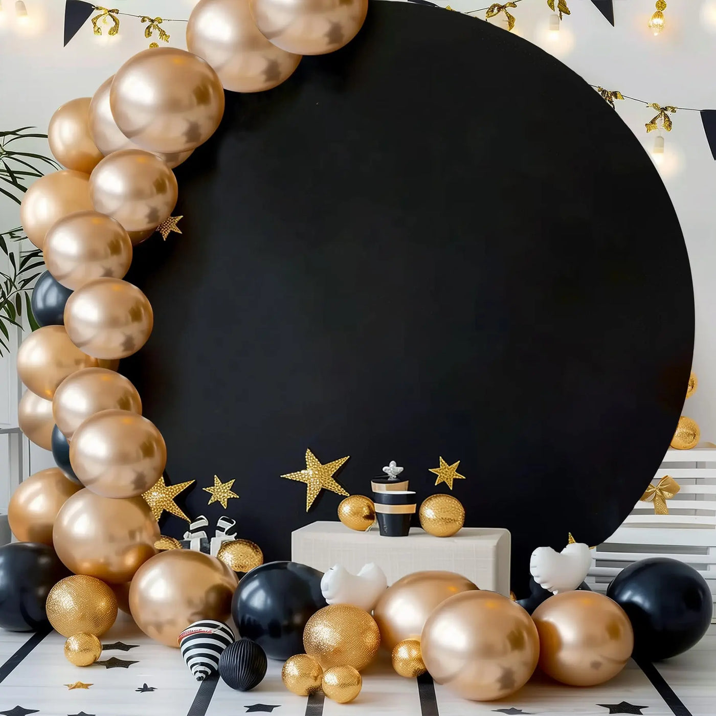 7.2FT Navy Blue Round Backdrop Cover for 5 to 7.2ft Circle Arch Stand - Haefoo Back to School Decoration Circle Backdrop Cover for Birthday, Wedding, Baby Shower Photography Background Party Decor Backdrop Bliss