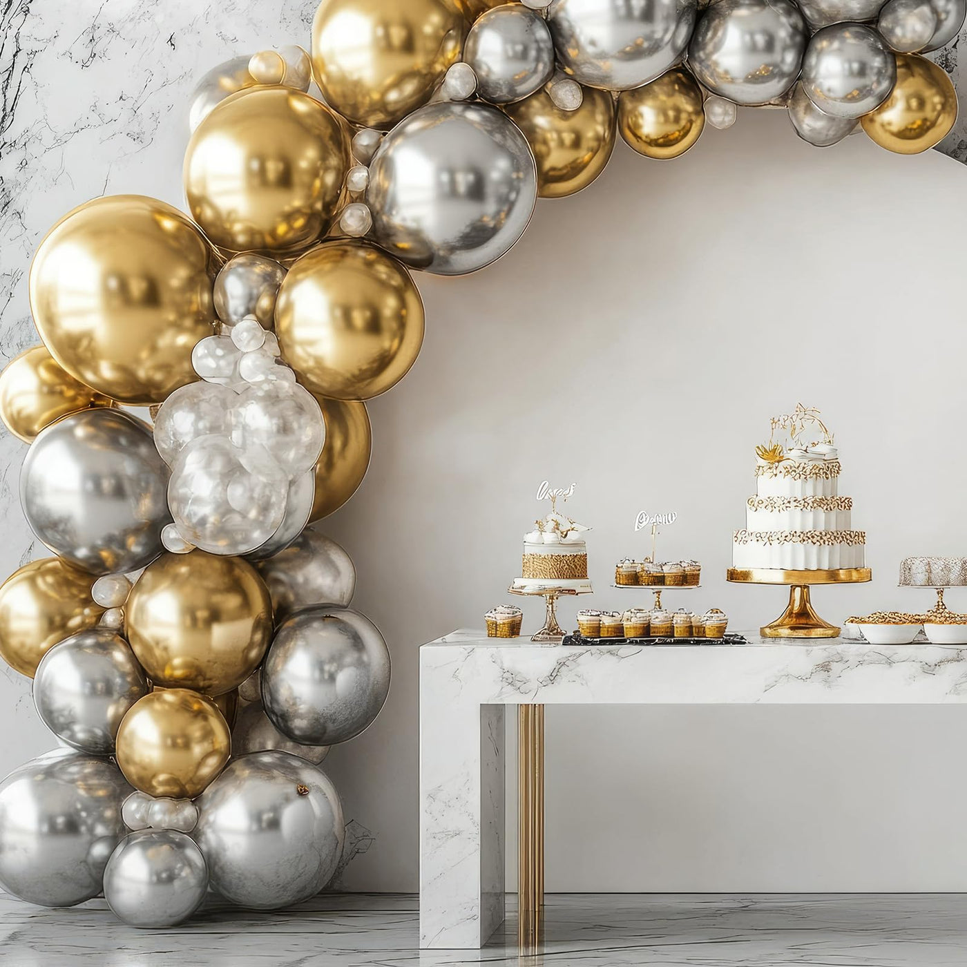 RUBFAC 135pcs Gold Balloons Different Sizes 18 12 10 5 Inch for Garland Arch, Latex Metallic Balloon for Birthday Graduation Party Wedding Decorations Backdrop Bliss