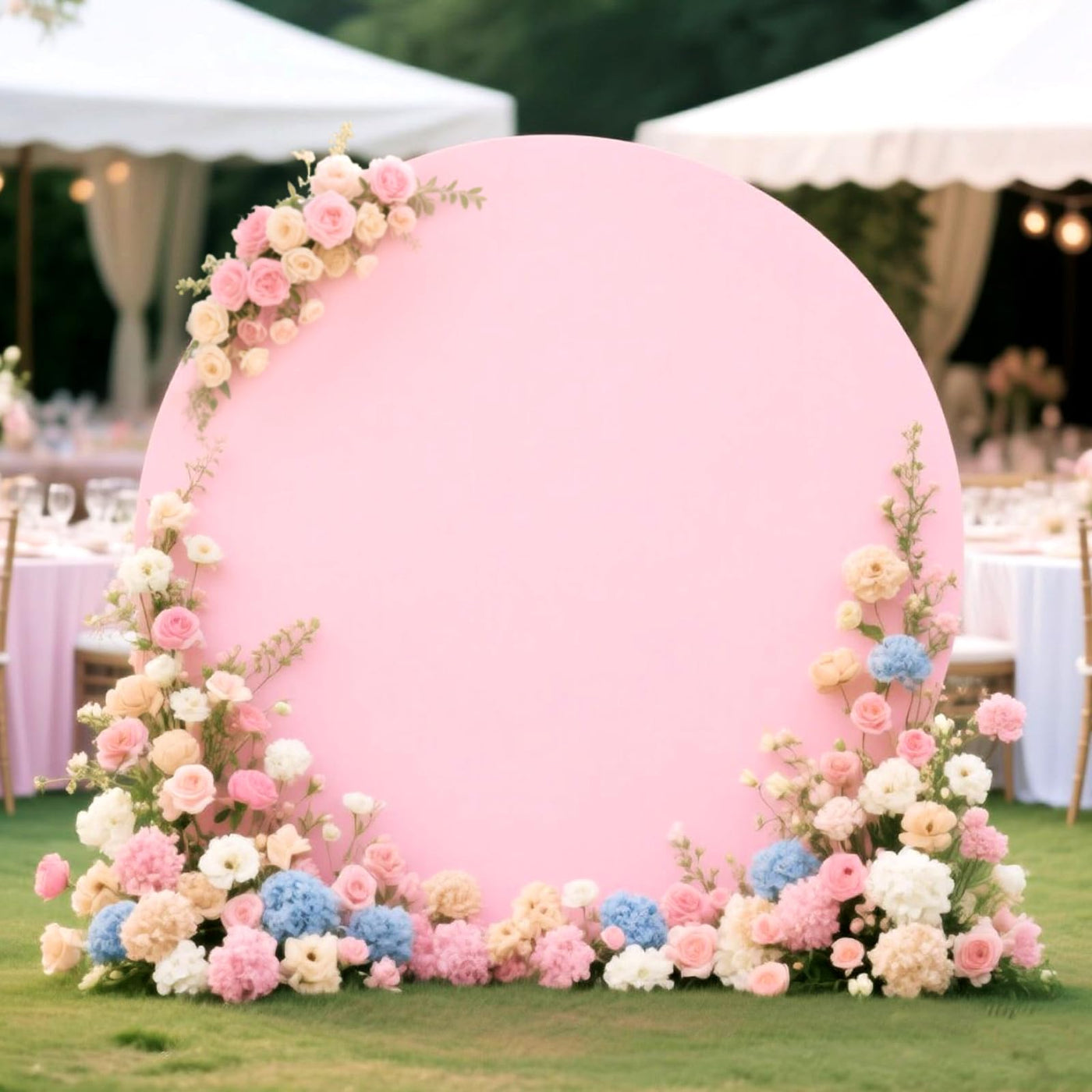 7.5FT Royal Blue Round Wedding Backdrop Cover,Circle Balloon Arch Backgound Stand Cover for Birthday Party Baby Shower Halloween Decoration (Royal Blue) - Backdrop Bliss7.5FT Royal Blue Round Wedding Backdrop Cover,Circle Balloon Arch Backgound Stand Cover for Birthday Party Baby Shower Halloween Decoration (Royal Blue)