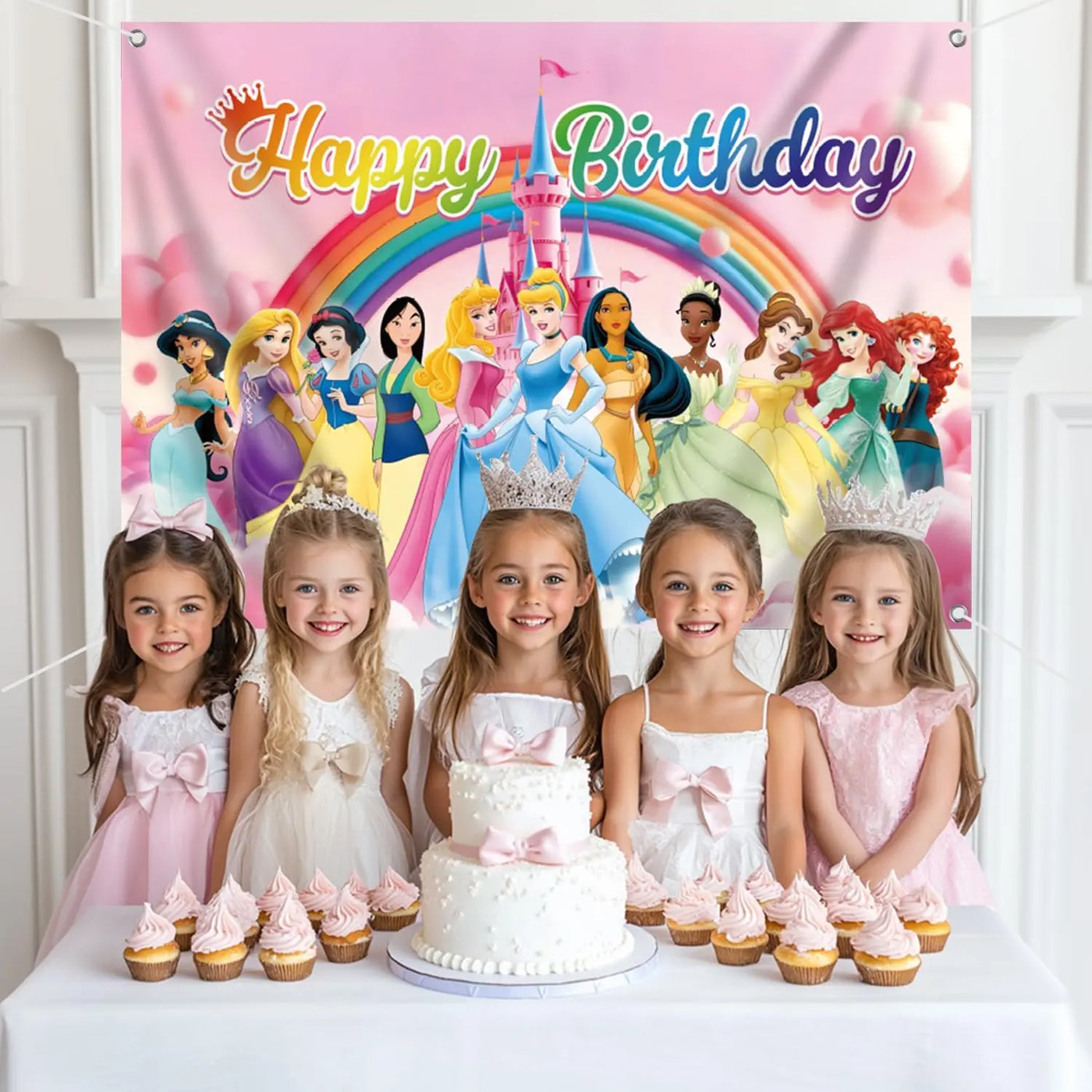 Princess Backdrop, 7x5ft Princess Birthday Party Decorations, Prin Cess Backdrop for Girls Birthday, Happy Birthday Prin Cess Party Photography Decoration Indoor Outdoor Backdrop Bliss