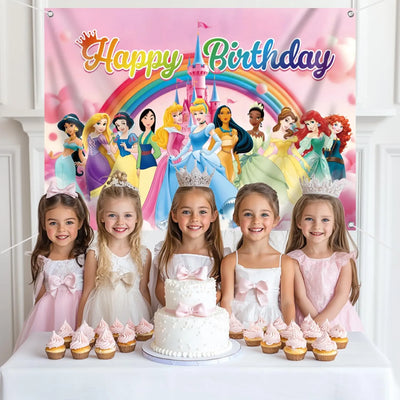 Princess Backdrop, 7x5ft Princess Birthday Party Decorations, Prin Cess Backdrop for Girls Birthday, Happy Birthday Prin Cess Party Photography Decoration Indoor Outdoor Backdrop Bliss
