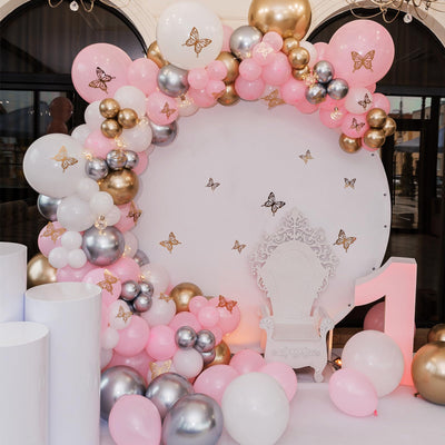 RUBFAC 135pcs Gold Balloons Different Sizes 18 12 10 5 Inch for Garland Arch, Latex Metallic Balloon for Birthday Graduation Party Wedding Decorations Backdrop Bliss