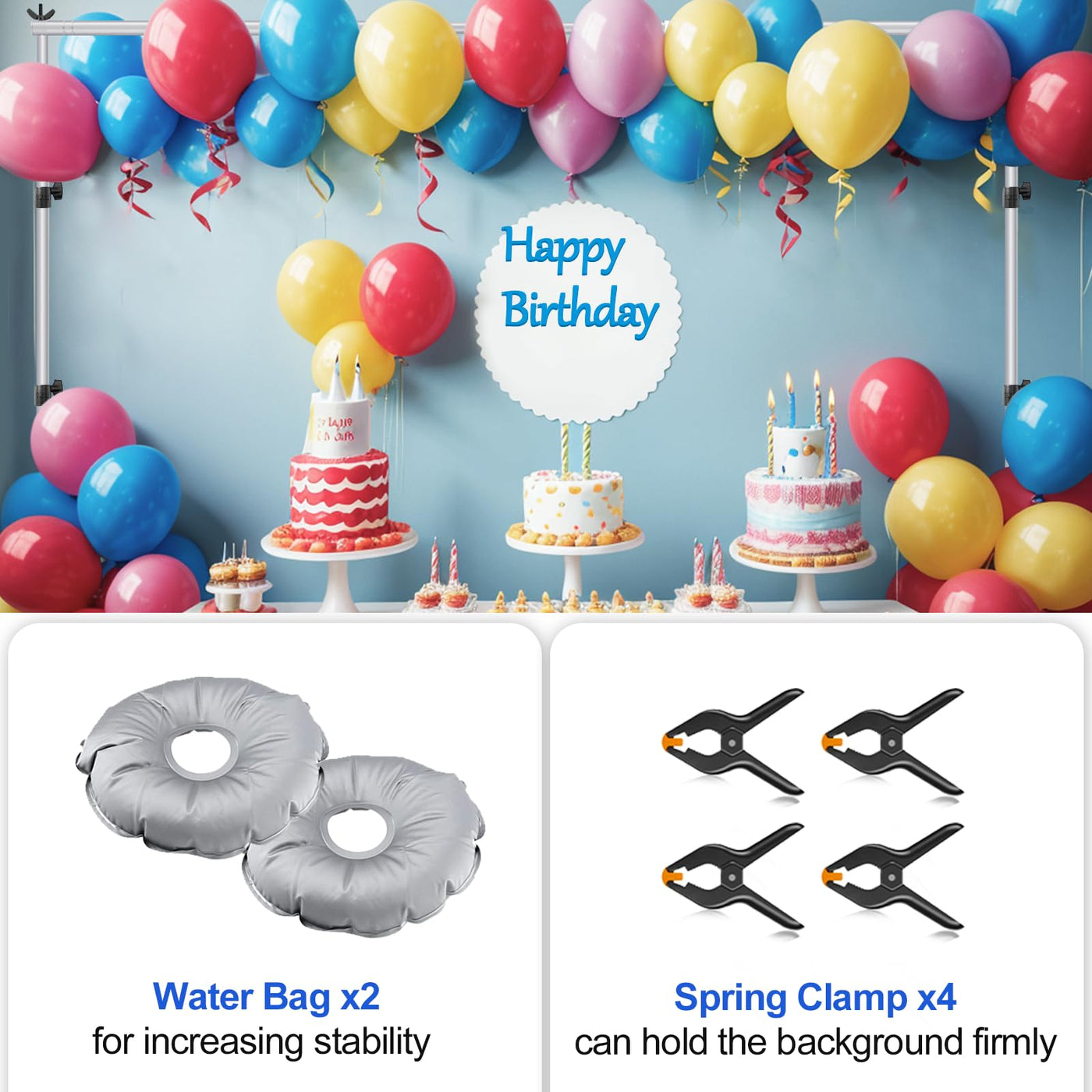 EMART Backdrop Stand, 6.5x10 ft Adjustable Photo Background Pipe and Drape Photography Kit with Heavy Duty Metal Flat Base for Parties, Wedding, Video Studio, Birthday - Black - Backdrop BlissEMART Backdrop Stand, 6.5x10 ft Adjustable Photo Background Pipe and Drape Photography Kit with Heavy Duty Metal Flat Base for Parties, Wedding, Video Studio, Birthday - Black