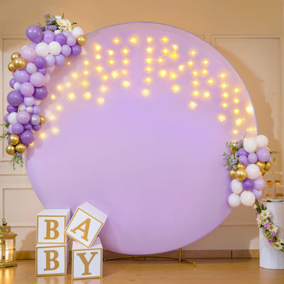 7.2 ft White Round Backdrop Cover with Lights Circle Wedding Arch Backdrop Cover with Fairy Lights for Bridal Shower Ceremony Birthday Baby Shower Photography Photo Shoot Background Decorations - Backdrop Bliss7.2 ft White Round Backdrop Cover with Lights Circle Wedding Arch Backdrop Cover with Fairy Lights for Bridal Shower Ceremony Birthday Baby Shower Photography Photo Shoot Background Decorations