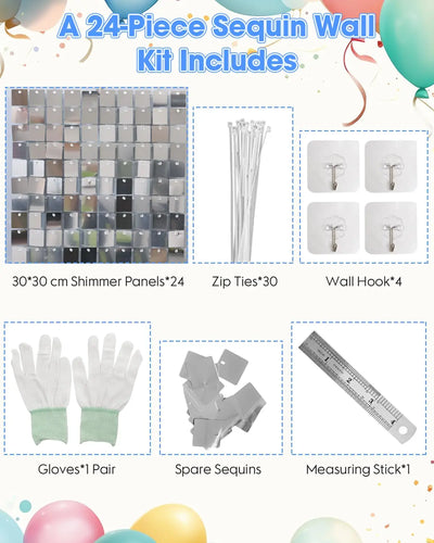 Pink Shimmer Wall Backdrop 24 Panels Cover 6 x 4 Ft, Photo Backdrops for Wedding,Anniversary,Birthday,Party Decoration Backdrop Bliss