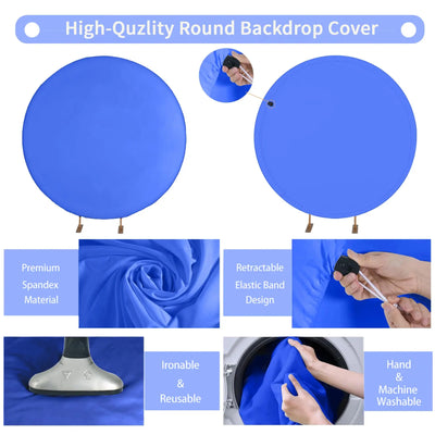 7.2FT Navy Blue Round Backdrop Cover for 5 to 7.2ft Circle Arch Stand - Haefoo Back to School Decoration Circle Backdrop Cover for Birthday, Wedding, Baby Shower Photography Background Party Decor Backdrop Bliss