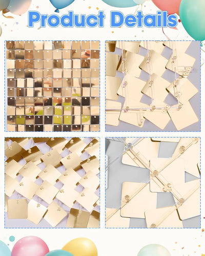 Pink Shimmer Wall Backdrop 24 Panels Cover 6 x 4 Ft, Photo Backdrops for Wedding,Anniversary,Birthday,Party Decoration Backdrop Bliss