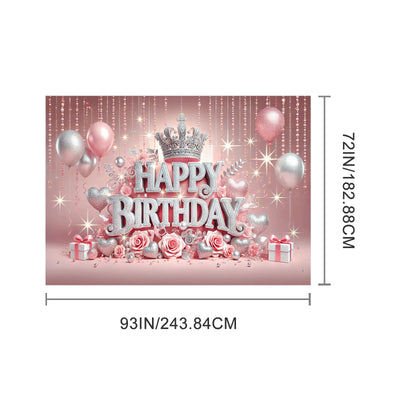 BlissYard Pink Princess Happy Birthday Backdrop 71x43 inch Glittering Silver Elegant Crown and Rose Banner Beautiful Girl's Birthday Photography Background Photo Studio Props Decoration Backdrop - Backdrop BlissBlissYard Pink Princess Happy Birthday Backdrop 71x43 inch Glittering Silver Elegant Crown and Rose Banner Beautiful Girl's Birthday Photography Background Photo Studio Props Decoration Backdrop