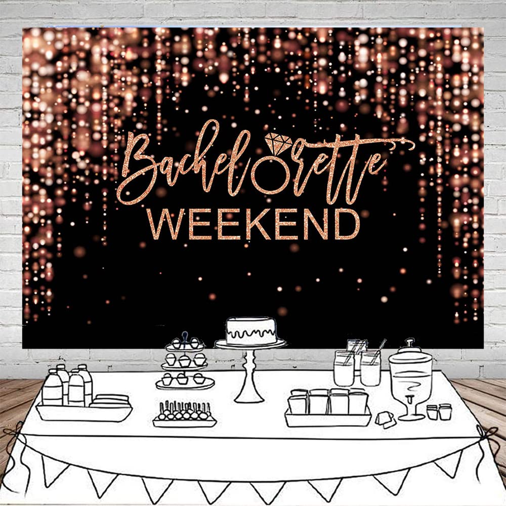 Mocsicka Bachelorette Weekend Backdrop Black Gold Bachelorette Party Photography Background Glitter Bokeh Bachelorette Party Decorations Cake Table Banner Photo Studio Props (10x6.5ft) - Backdrop BlissMocsicka Bachelorette Weekend Backdrop Black Gold Bachelorette Party Photography Background Glitter Bokeh Bachelorette Party Decorations Cake Table Banner Photo Studio Props (10x6.5ft)