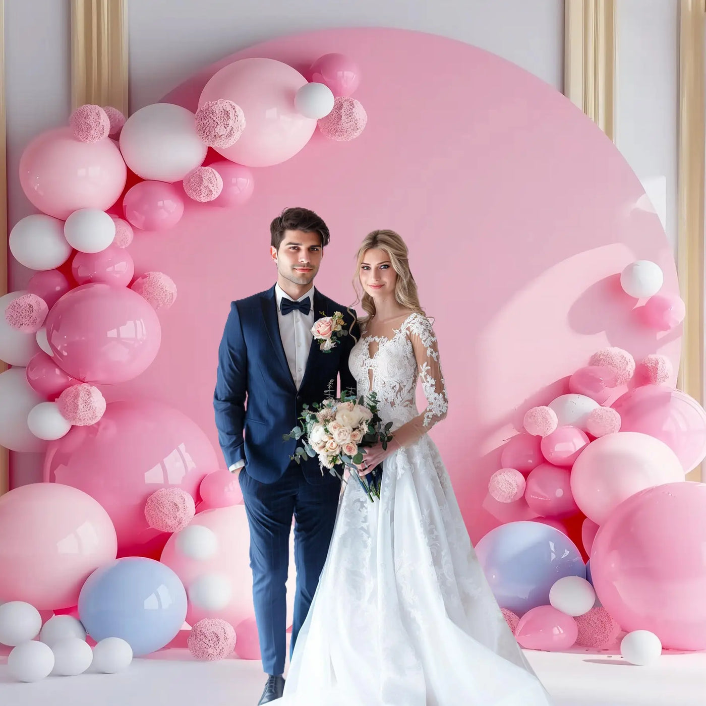 7.2FT Navy Blue Round Backdrop Cover for 5 to 7.2ft Circle Arch Stand - Haefoo Back to School Decoration Circle Backdrop Cover for Birthday, Wedding, Baby Shower Photography Background Party Decor Backdrop Bliss