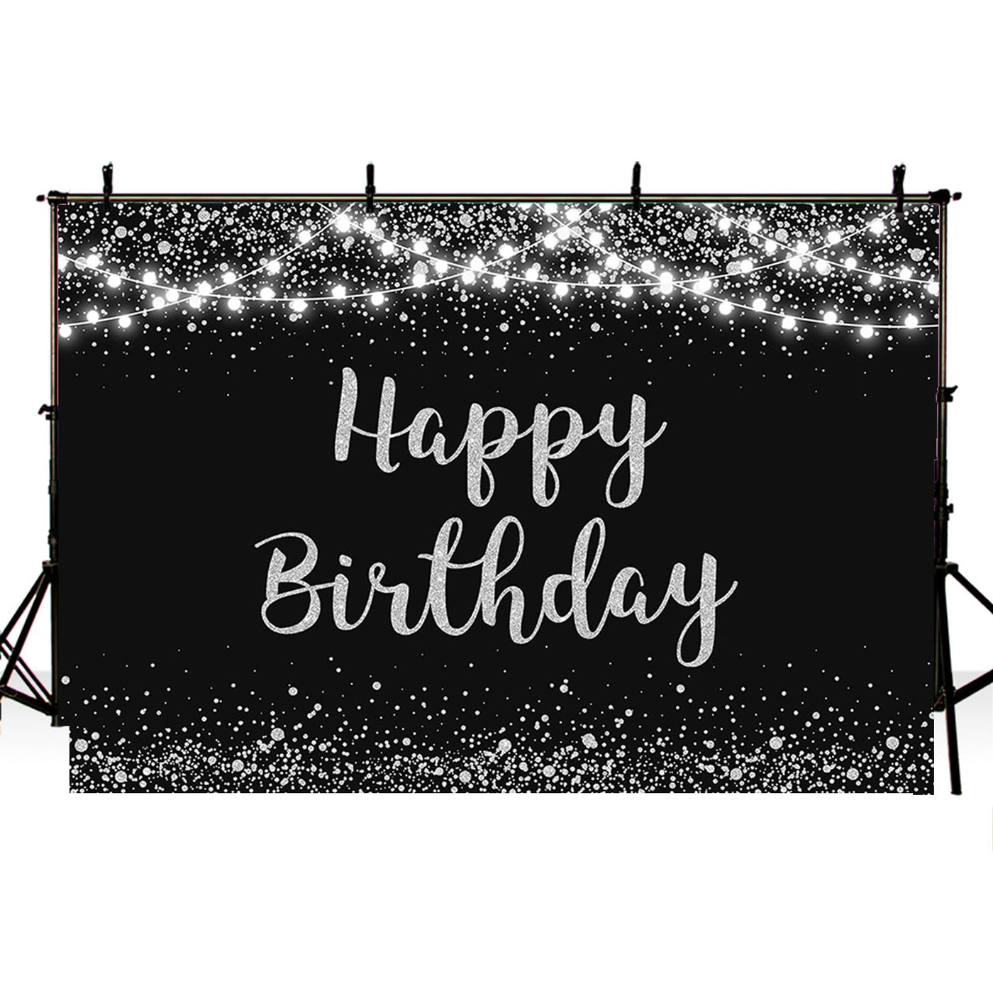 MEHOFOND Black and Gold Happy Birthday Backdrop Golden Glitter Dots Lights Photography Background for Women Men Kids Black Gold Birthday Party Decorations Banner Cake Table Photo Studio Props 7x5ft - Backdrop BlissMEHOFOND Black and Gold Happy Birthday Backdrop Golden Glitter Dots Lights Photography Background for Women Men Kids Black Gold Birthday Party Decorations Banner Cake Table Photo Studio Props 7x5ft