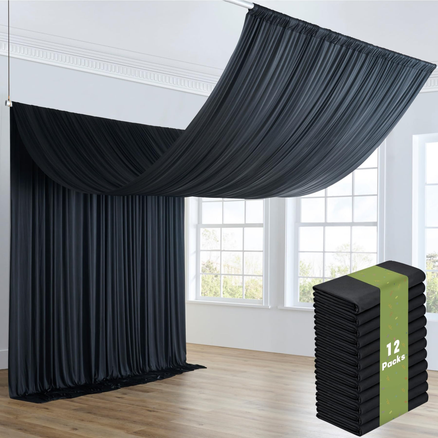 40FTx12FT White Wrinkle - Free Wedding Backdrop Curtain - Silky Washable White Polyester Drapes for Baby Showers, Birthday Parties, Photography, and Wedding Receptions - 8 Panels 5FTx12FT - Backdrop Bliss40FTx12FT White Wrinkle - Free Wedding Backdrop Curtain - Silky Washable White Polyester Drapes for Baby Showers, Birthday Parties, Photography, and Wedding Receptions - 8 Panels 5FTx12FT