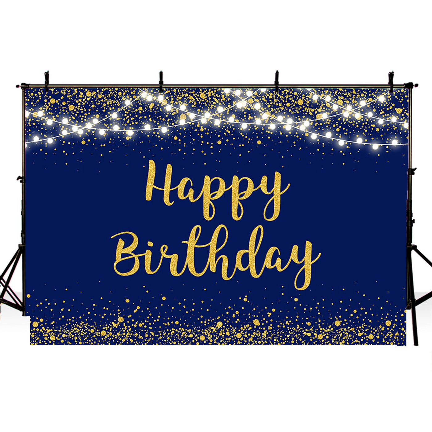 MEHOFOND Black and Gold Happy Birthday Backdrop Golden Glitter Dots Lights Photography Background for Women Men Kids Black Gold Birthday Party Decorations Banner Cake Table Photo Studio Props 7x5ft - Backdrop BlissMEHOFOND Black and Gold Happy Birthday Backdrop Golden Glitter Dots Lights Photography Background for Women Men Kids Black Gold Birthday Party Decorations Banner Cake Table Photo Studio Props 7x5ft
