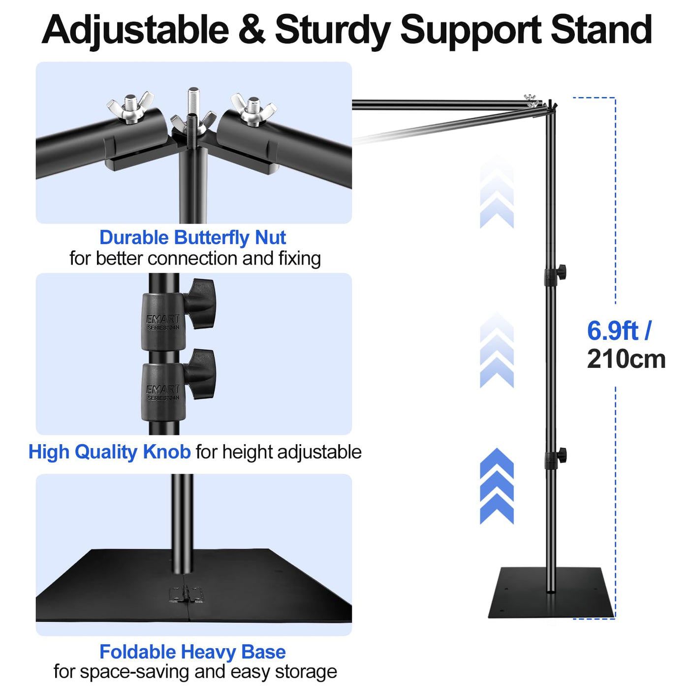 EMART 8.5x10ft Square Backdrop Stand for Wedding, Adjustable Pipe and Drape Background Frame Kit with Heavy Duty Metal Steel Base, Photo Back Drop Holder for Birthday Parties Photography - Black - Backdrop BlissEMART 8.5x10ft Square Backdrop Stand for Wedding, Adjustable Pipe and Drape Background Frame Kit with Heavy Duty Metal Steel Base, Photo Back Drop Holder for Birthday Parties Photography - Black