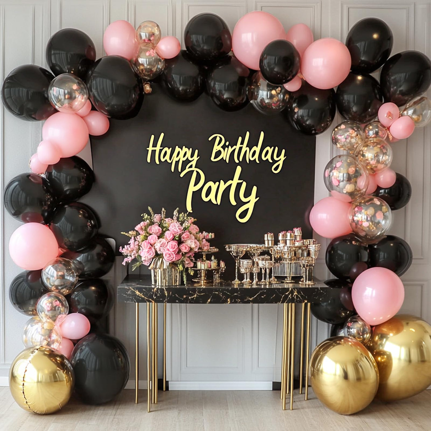 RUBFAC 135pcs Gold Balloons Different Sizes 18 12 10 5 Inch for Garland Arch, Latex Metallic Balloon for Birthday Graduation Party Wedding Decorations Backdrop Bliss