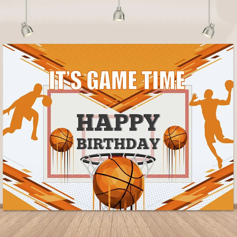 Football Happy Birthday Backdrop Banner Game Time Photography Background Fire Football Basketball Soccer Birthday Banner Decoration 7x5Ft Backdrop Bliss