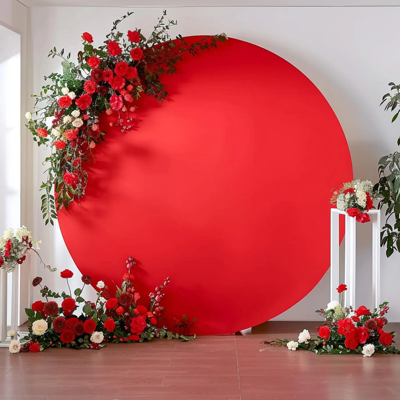 7.2FT Navy Blue Round Backdrop Cover for 5 to 7.2ft Circle Arch Stand - Haefoo Back to School Decoration Circle Backdrop Cover for Birthday, Wedding, Baby Shower Photography Background Party Decor Backdrop Bliss