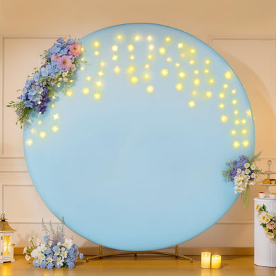 7.2 ft White Round Backdrop Cover with Lights Circle Wedding Arch Backdrop Cover with Fairy Lights for Bridal Shower Ceremony Birthday Baby Shower Photography Photo Shoot Background Decorations - Backdrop Bliss7.2 ft White Round Backdrop Cover with Lights Circle Wedding Arch Backdrop Cover with Fairy Lights for Bridal Shower Ceremony Birthday Baby Shower Photography Photo Shoot Background Decorations