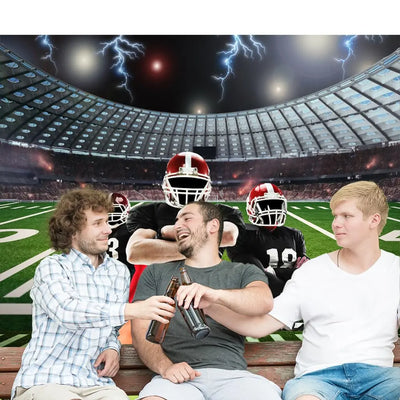 Football Happy Birthday Backdrop Banner Game Time Photography Background Fire Football Basketball Soccer Birthday Banner Decoration 7x5Ft Backdrop Bliss