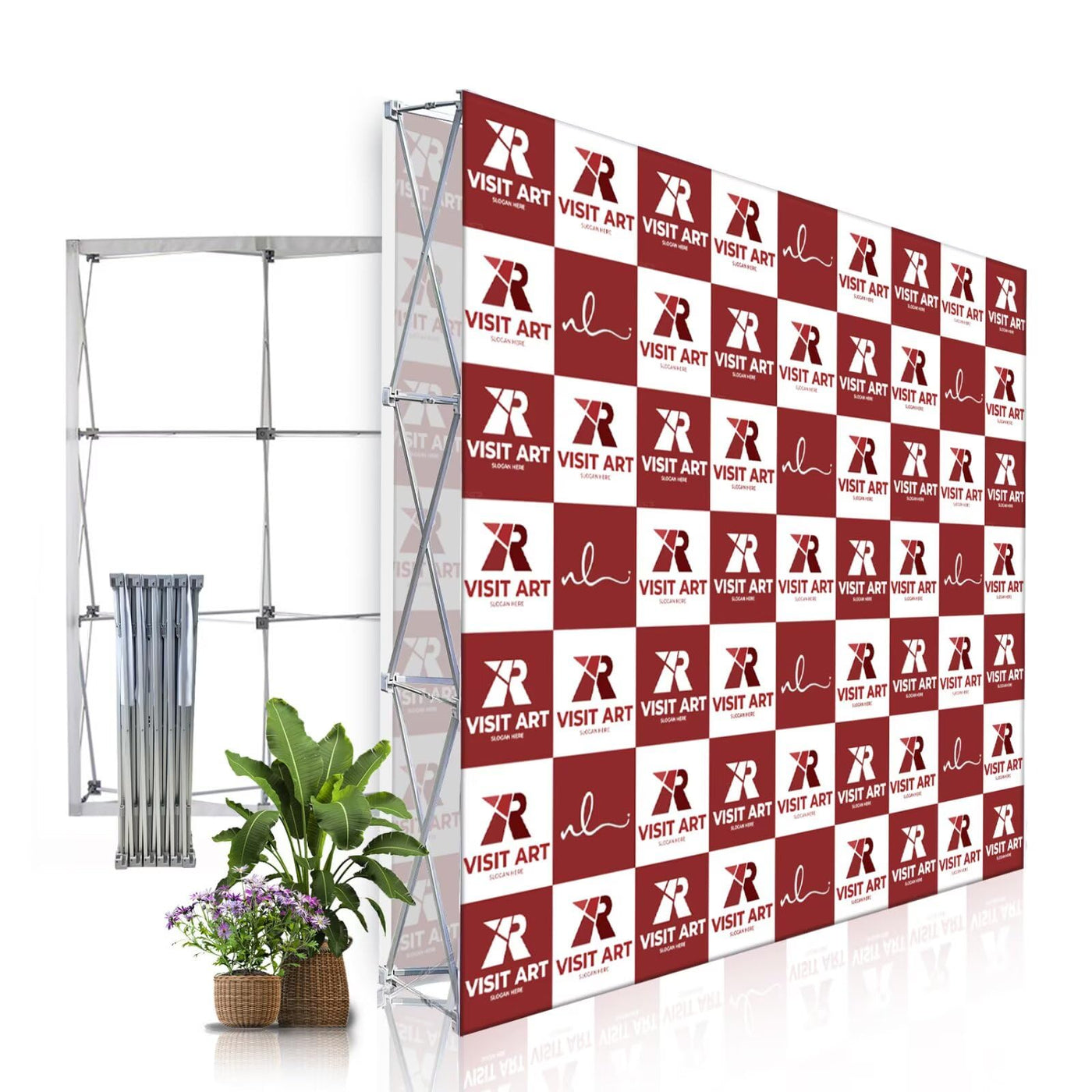Custom Pop Up Display Trade Show Backdrop with Stand 7.5 x 7.5 FT Large Tension Fabric Backdrop Display Portable Tradeshow Booth Display Banner for Business,Campuses, Weddings, Corporate - Backdrop BlissCustom Pop Up Display Trade Show Backdrop with Stand 7.5 x 7.5 FT Large Tension Fabric Backdrop Display Portable Tradeshow Booth Display Banner for Business,Campuses, Weddings, Corporate