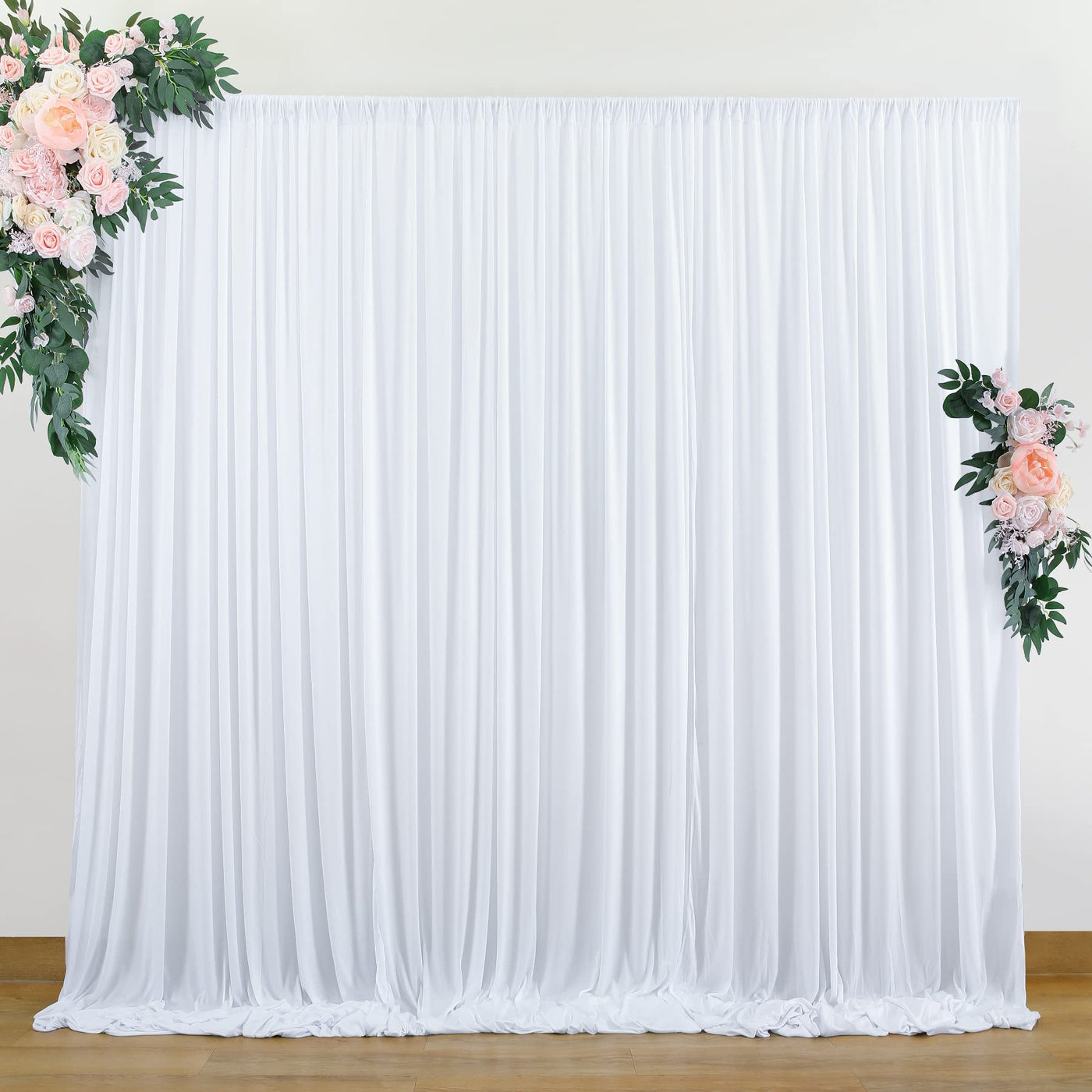 50 ft x 10 ft Wrinkle Free White Backdrop Curtain for Wedding Parties, Polyester Photo Backdrop Drapes for Baby Shower Birthday Party Backdrop Stand, Bulk Thick Background Curtains, 5x10FT 10 Panels - Backdrop Bliss50 ft x 10 ft Wrinkle Free White Backdrop Curtain for Wedding Parties, Polyester Photo Backdrop Drapes for Baby Shower Birthday Party Backdrop Stand, Bulk Thick Background Curtains, 5x10FT 10 Panels