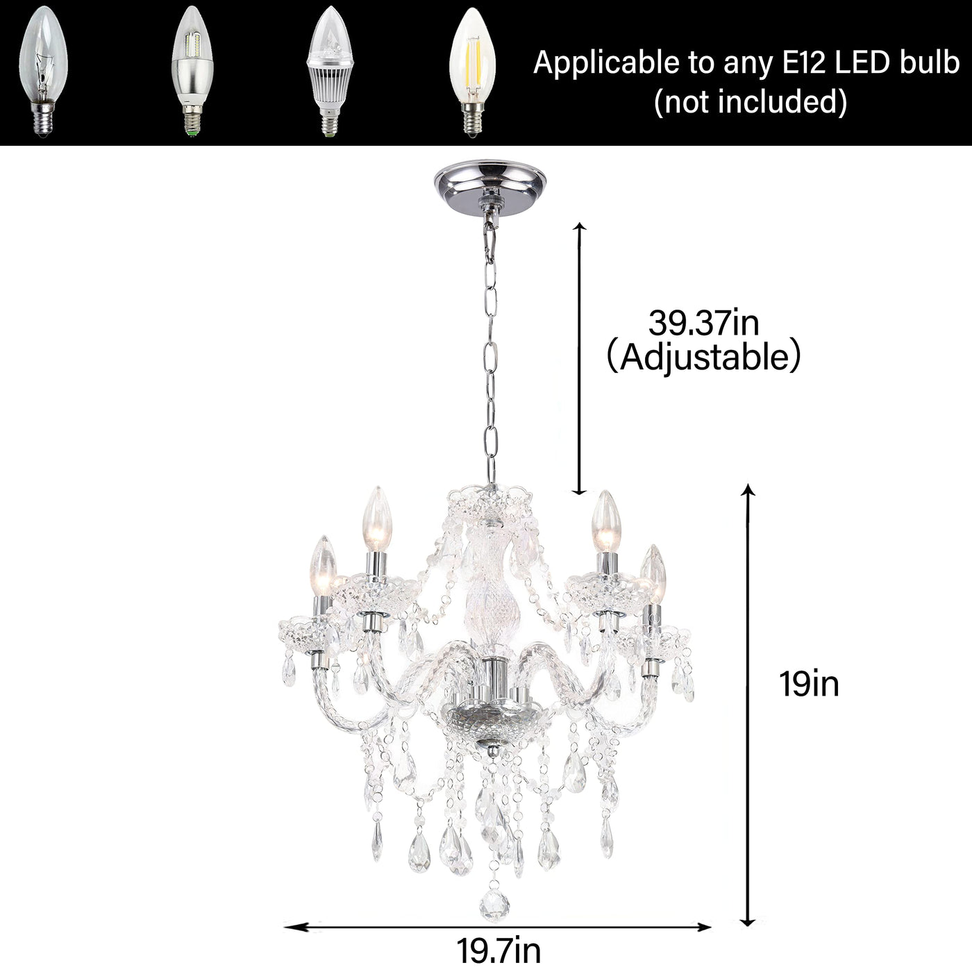 PAPAYA Modern Chrome Beaded Hanging Chandelier Shades (W8.7 x H13), Beads Pendant Shade with Acrylic Crystal, Ceiling Chandelier Beaded Lampshade for Wedding Party Event Home Decoration Backdrop Bliss