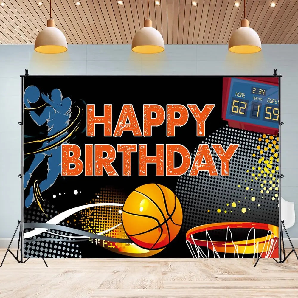 Football Happy Birthday Backdrop Banner Game Time Photography Background Fire Football Basketball Soccer Birthday Banner Decoration 7x5Ft Backdrop Bliss