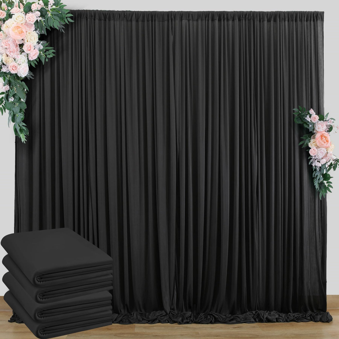 50 ft x 10 ft Wrinkle Free White Backdrop Curtain for Wedding Parties, Polyester Photo Backdrop Drapes for Baby Shower Birthday Party Backdrop Stand, Bulk Thick Background Curtains, 5x10FT 10 Panels - Backdrop Bliss50 ft x 10 ft Wrinkle Free White Backdrop Curtain for Wedding Parties, Polyester Photo Backdrop Drapes for Baby Shower Birthday Party Backdrop Stand, Bulk Thick Background Curtains, 5x10FT 10 Panels