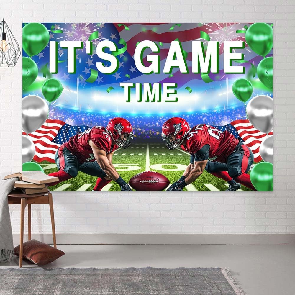 Football Backdrop for Photography, It's Game Time American Rugby Background for Soccer Lovers, Football Sports Theme Birthday Baby Shower Party Decorations Photo Studio Props 7x5ft - Backdrop BlissFootball Backdrop for Photography, It's Game Time American Rugby Background for Soccer Lovers, Football Sports Theme Birthday Baby Shower Party Decorations Photo Studio Props 7x5ft
