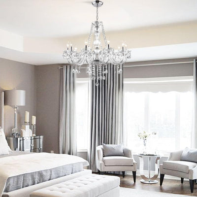 PAPAYA Modern Chrome Beaded Hanging Chandelier Shades (W8.7 x H13), Beads Pendant Shade with Acrylic Crystal, Ceiling Chandelier Beaded Lampshade for Wedding Party Event Home Decoration Backdrop Bliss