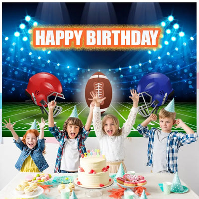 Football Happy Birthday Backdrop Banner Game Time Photography Background Fire Football Basketball Soccer Birthday Banner Decoration 7x5Ft Backdrop Bliss