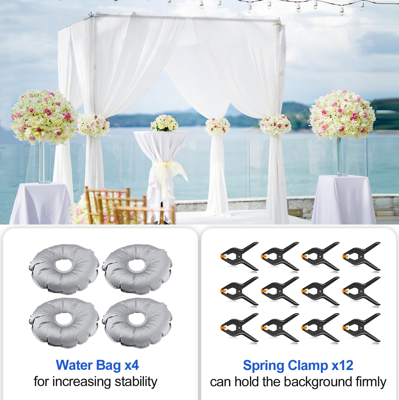 EMART 8.5x10ft Square Backdrop Stand for Wedding, Adjustable Pipe and Drape Background Frame Kit with Heavy Duty Metal Steel Base, Photo Back Drop Holder for Birthday Parties Photography - Black - Backdrop BlissEMART 8.5x10ft Square Backdrop Stand for Wedding, Adjustable Pipe and Drape Background Frame Kit with Heavy Duty Metal Steel Base, Photo Back Drop Holder for Birthday Parties Photography - Black