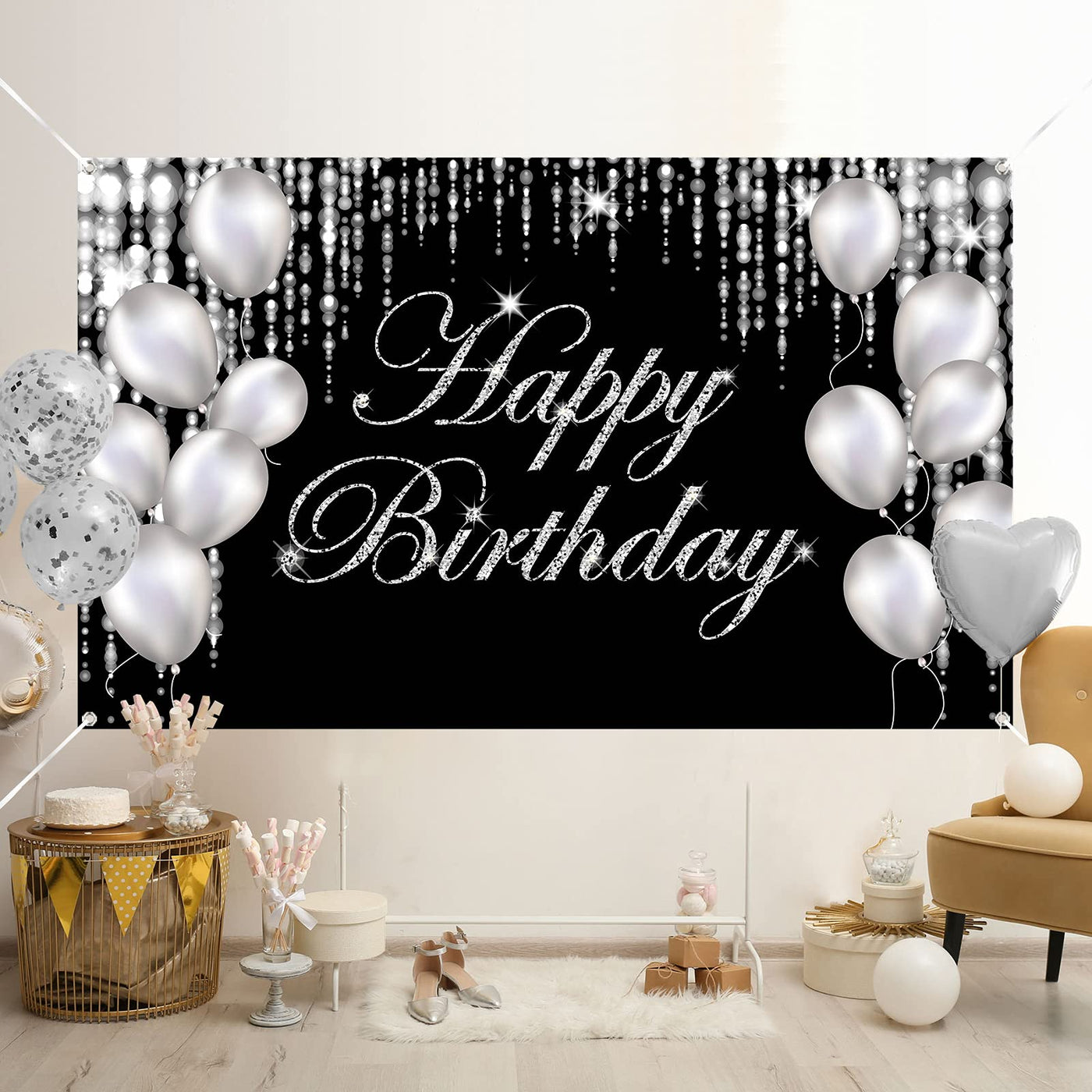 Black Gold Happy Birthday Banner Backdrop Large Yard Sign backgroud It's My Birthday Backdrop Baby Shower Party Indoor Outdoor Car Decoration Supplies for Men Women Boys Girls - Backdrop BlissBlack Gold Happy Birthday Banner Backdrop Large Yard Sign backgroud It's My Birthday Backdrop Baby Shower Party Indoor Outdoor Car Decoration Supplies for Men Women Boys Girls