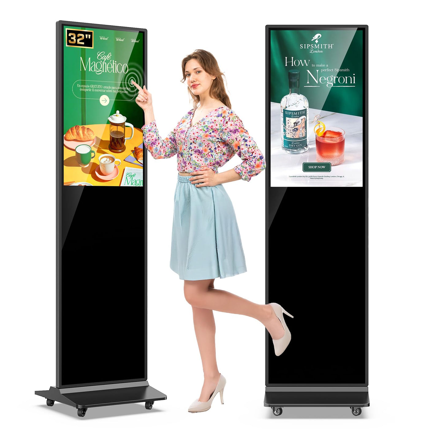43 Inch Indoor Floor Standing Digital Signage Advertising Display Kiosk LCD Screen Commercial Totem Android System Vertical Poster with Auto Media Player - Backdrop Bliss43 Inch Indoor Floor Standing Digital Signage Advertising Display Kiosk LCD Screen Commercial Totem Android System Vertical Poster with Auto Media Player