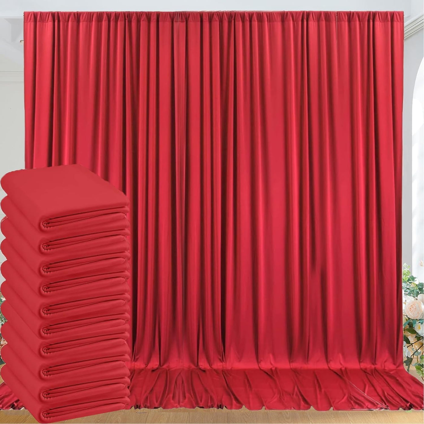50 ft x 10 ft Wrinkle Free White Backdrop Curtain for Wedding Parties, Polyester Photo Backdrop Drapes for Baby Shower Birthday Party Backdrop Stand, Bulk Thick Background Curtains, 5x10FT 10 Panels - Backdrop Bliss50 ft x 10 ft Wrinkle Free White Backdrop Curtain for Wedding Parties, Polyester Photo Backdrop Drapes for Baby Shower Birthday Party Backdrop Stand, Bulk Thick Background Curtains, 5x10FT 10 Panels
